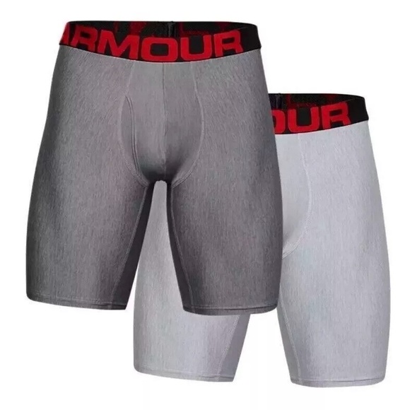 Under Armour UA Original BoxerJock Mens Size 5XL Gray 2 pair 9” inseam New - Picture 2 of 8